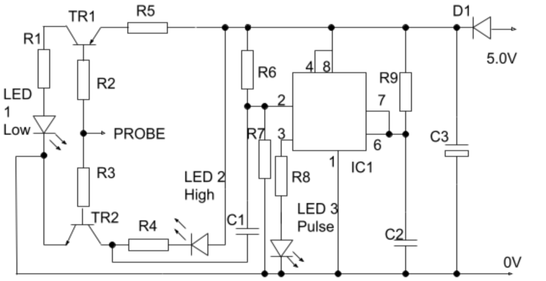 Logic probe circuit diagram